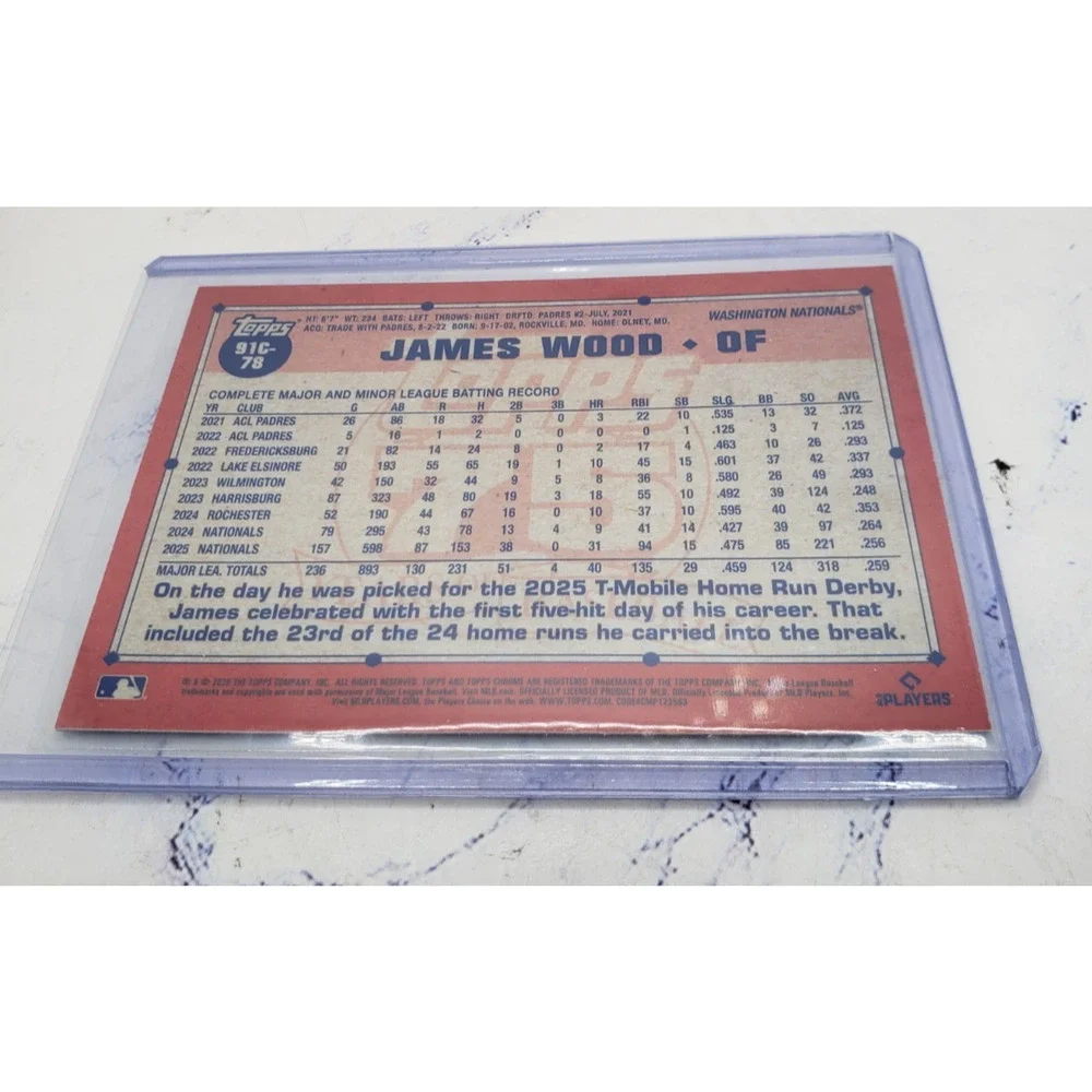 Topps 2026 1991 Topps Baseball James Wood Washington Nationals Chrome #91C-78